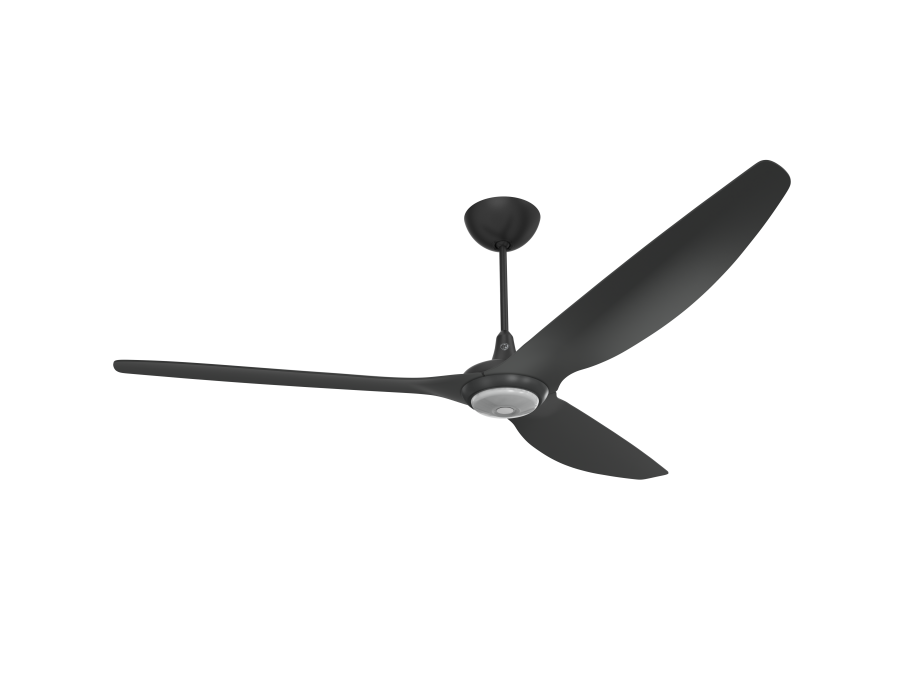 Haiku, 84", WiFi/BLE, Damp Rated, Universal Mount, Motor - Black, Airfoils - Black, Ext Tube - 12", LED