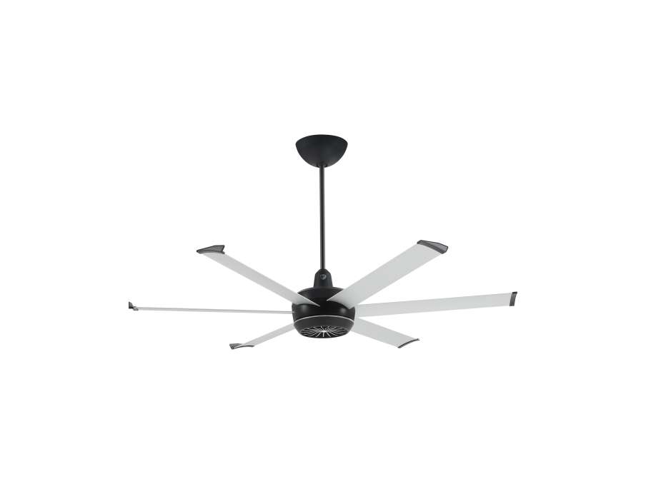 Turbo6 Indoor/Outdoor Fan-60 in-12 in. 9-10 ft. Sloped or Flat Ceilings.-Silver-Black